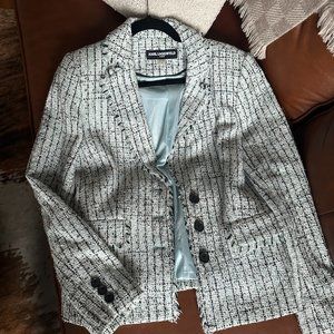 Karl Lagerfeld icy blue tweed blazer